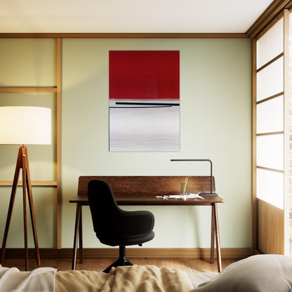 SQUARE MOTIF IN WHITE AND INDIAN RED 1960 - Victor Pasmore Brushed Aluminum Print - 70x100 cm / 28x40 inches | Victor Pasmore Aluminum Print | Victor Pasmore Prints