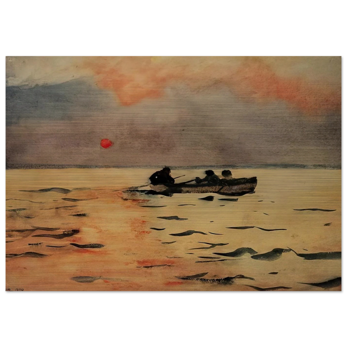 ROWING HOME - Winslow Homer Brushed Aluminum Print - 70x100 cm / 28x40 inches | Winslow Homer Aluminum Print | Winslow Homer Prints