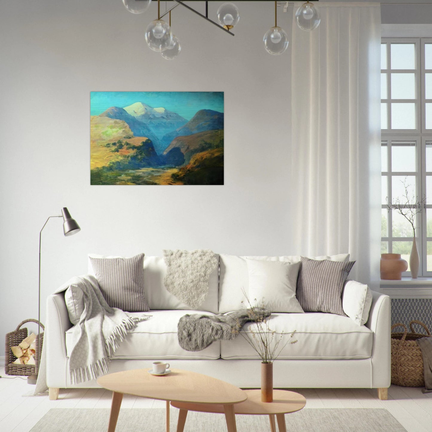 Snowy mountain peaks. Caucasus. - Arkhyp Kuindzhi Brushed Aluminum Print - 70x100 cm / 28x40 inches | Arkhyp Kuindzhi Aluminum Print | Arkhyp Kuindzhi Prints