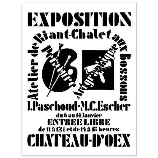 MC Escher - POSTER FOR EXHIBITION JOHN PASCHOUD AND M C ESCHER DECEMBER 1936 1936 Wall Art - 21x29.7 cm / 8x12" - Fine Art Poster - -