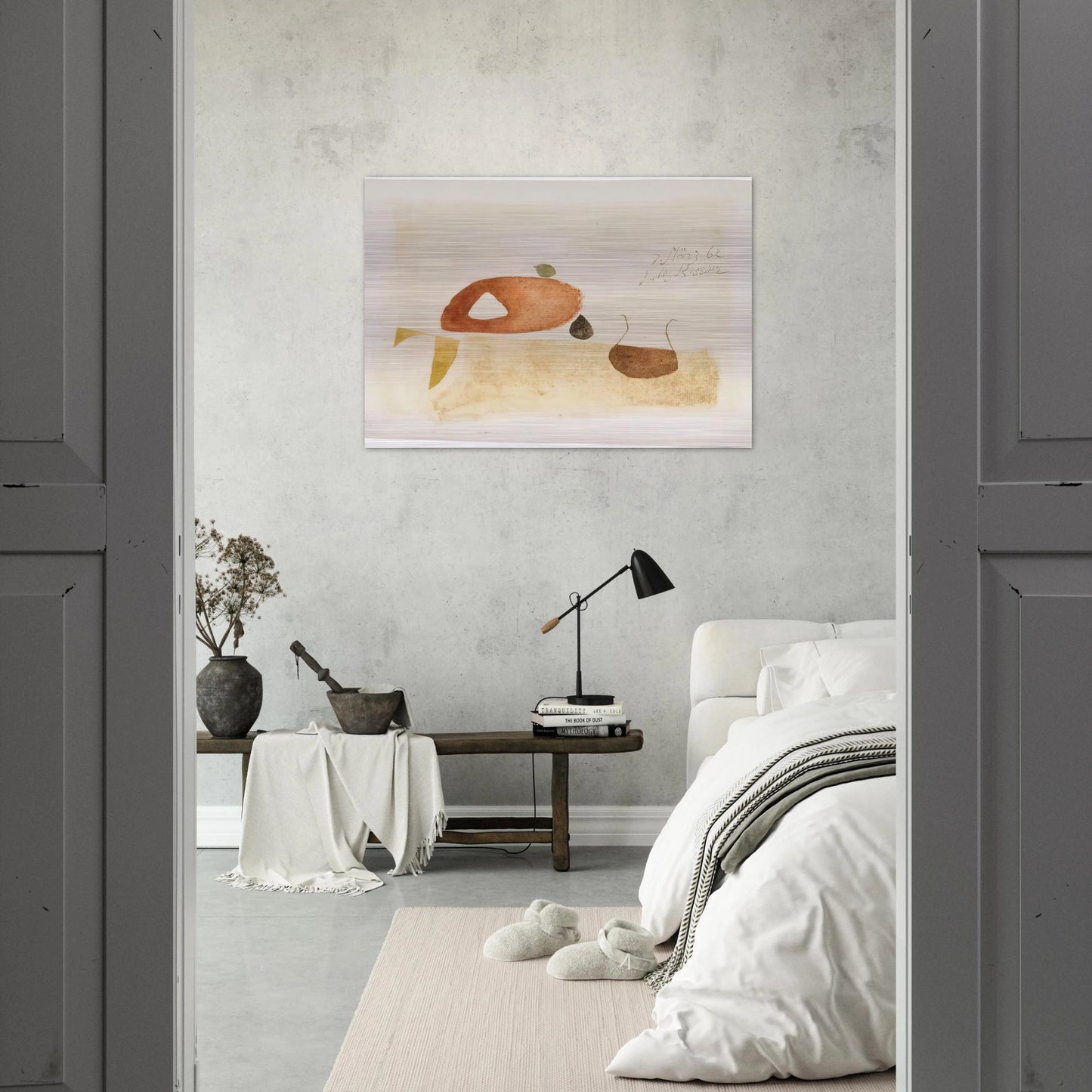Komposition 7. März 62 - 1962 - Julius Bissier Brushed Aluminum Print - 70x100 cm / 28x40 inches | Julius Bissier Aluminum Print | Julius Bissier Prints