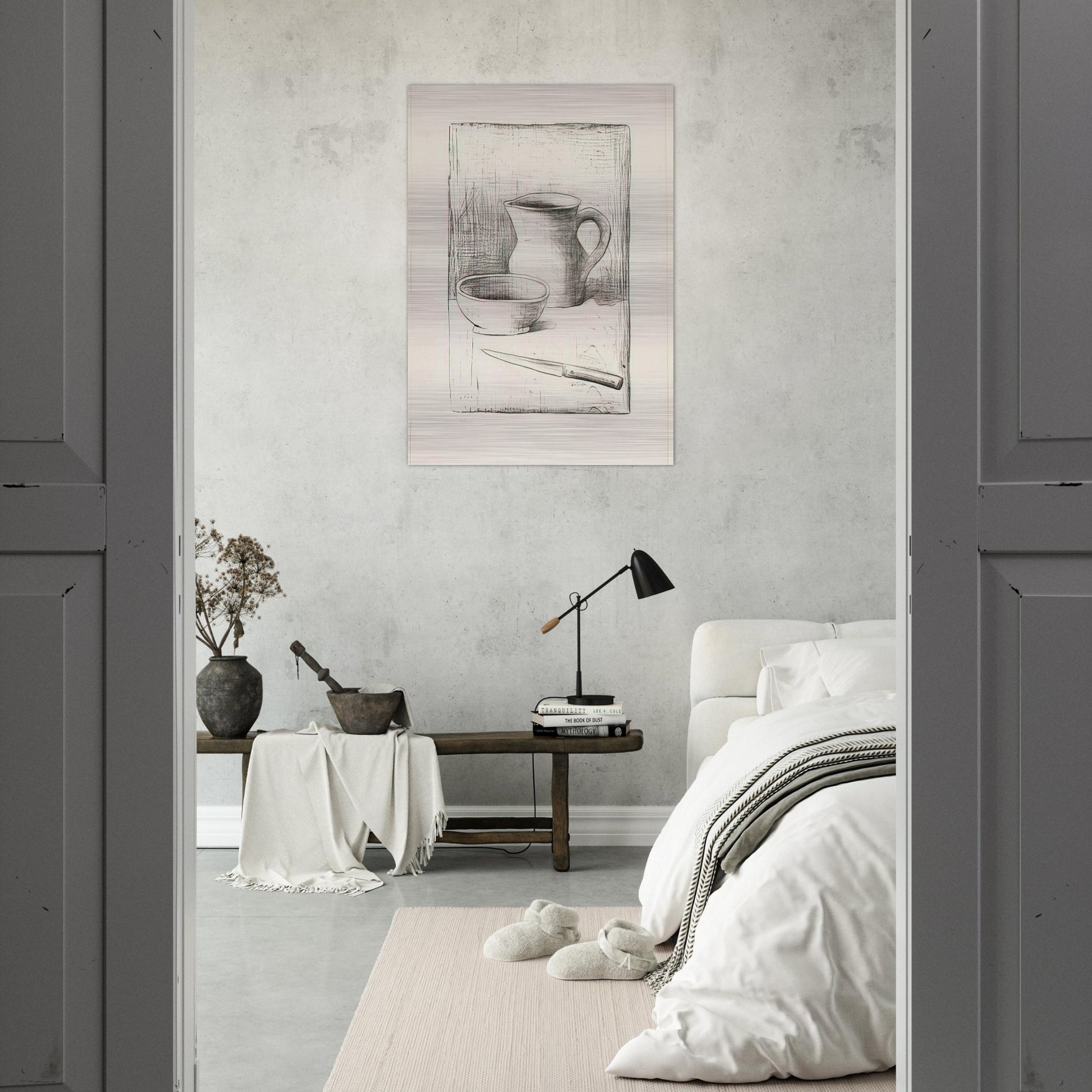 STILL LIFE 1944 - Carlo Carra Brushed Aluminum Print - 70x100 cm / 28x40 inches | Carlo Carra Aluminum Print | Carlo Carra Prints