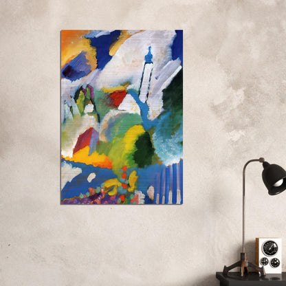 MURNAU WITH A CHURCH 1910 - Wassily Kandinsky Brushed Aluminum Print - 70x100 cm / 28x40 inches | Wassily Kandinsky Aluminum Print | Wassily Kandinsky Prints