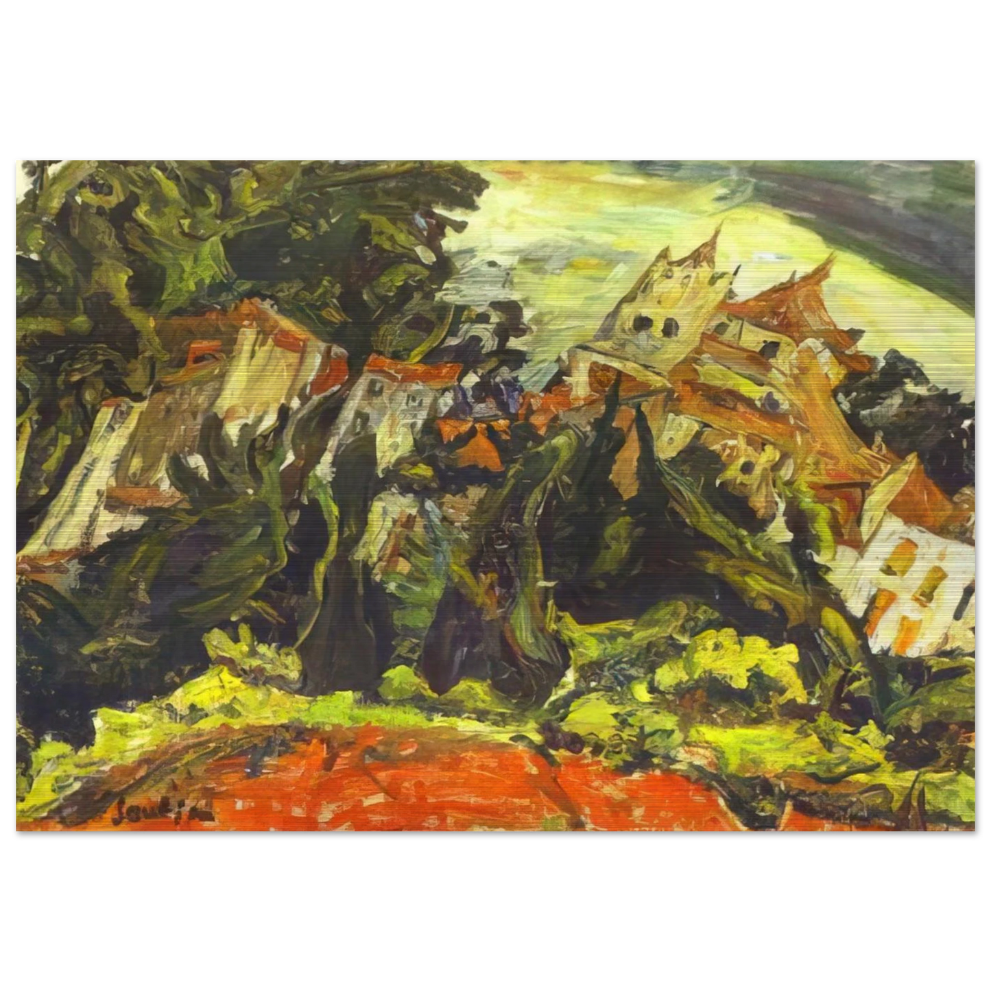 HOUSES AT CERET - Chaim Soutine Brushed Aluminum Print - 70x100 cm / 28x40 inches | Chaim Soutine Aluminum Print | Chaim Soutine Prints