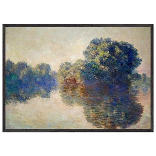 The Seine near Giverny - claude monet 70x100 cm / 28x40 inches Framed Art Print – Black Wooden Frame