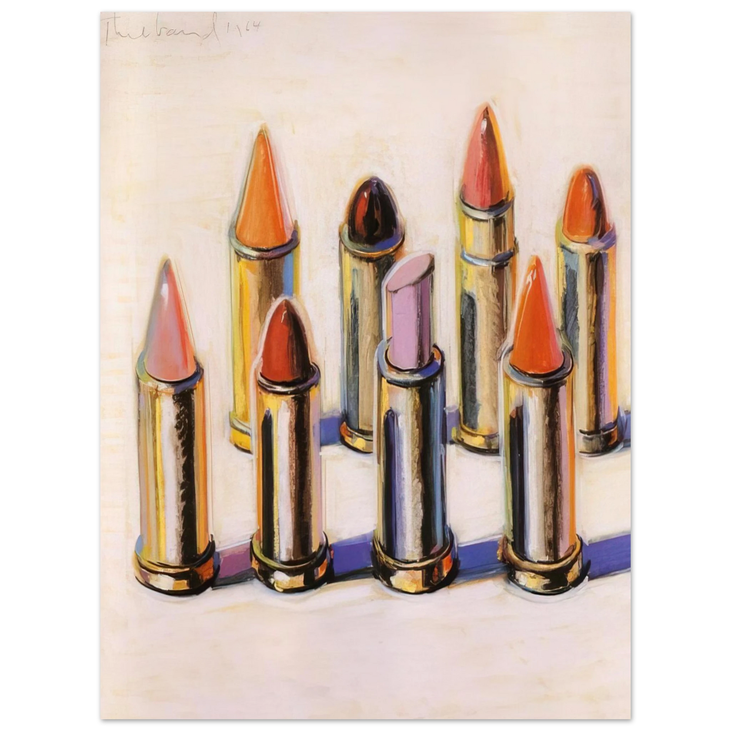 Wayne Thiebaud - Lipsticks - 1964 Wall Art - 21x29.7 cm / 8x12" - Premium Wooden Framed Poster With Fine Art Paper - Wood frame