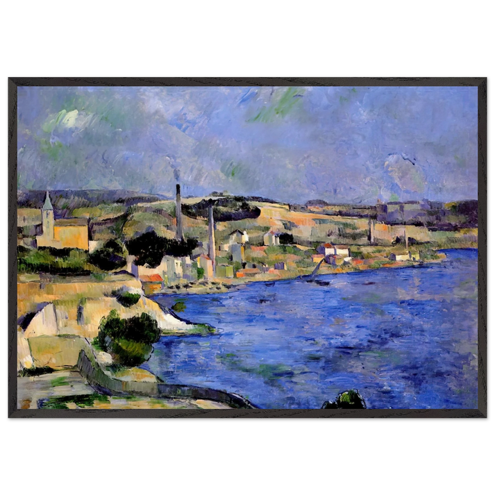 The Bay of lEstaque and Saint-Henri - Paul Cezanne 70x100 cm / 28x40 inches Framed Art Print – Black Wooden Frame