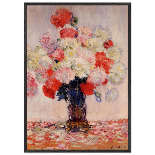 Vase of Peonies N1 - claude monet 70x100 cm / 28x40 inches Framed Art Print – Black Wooden Frame