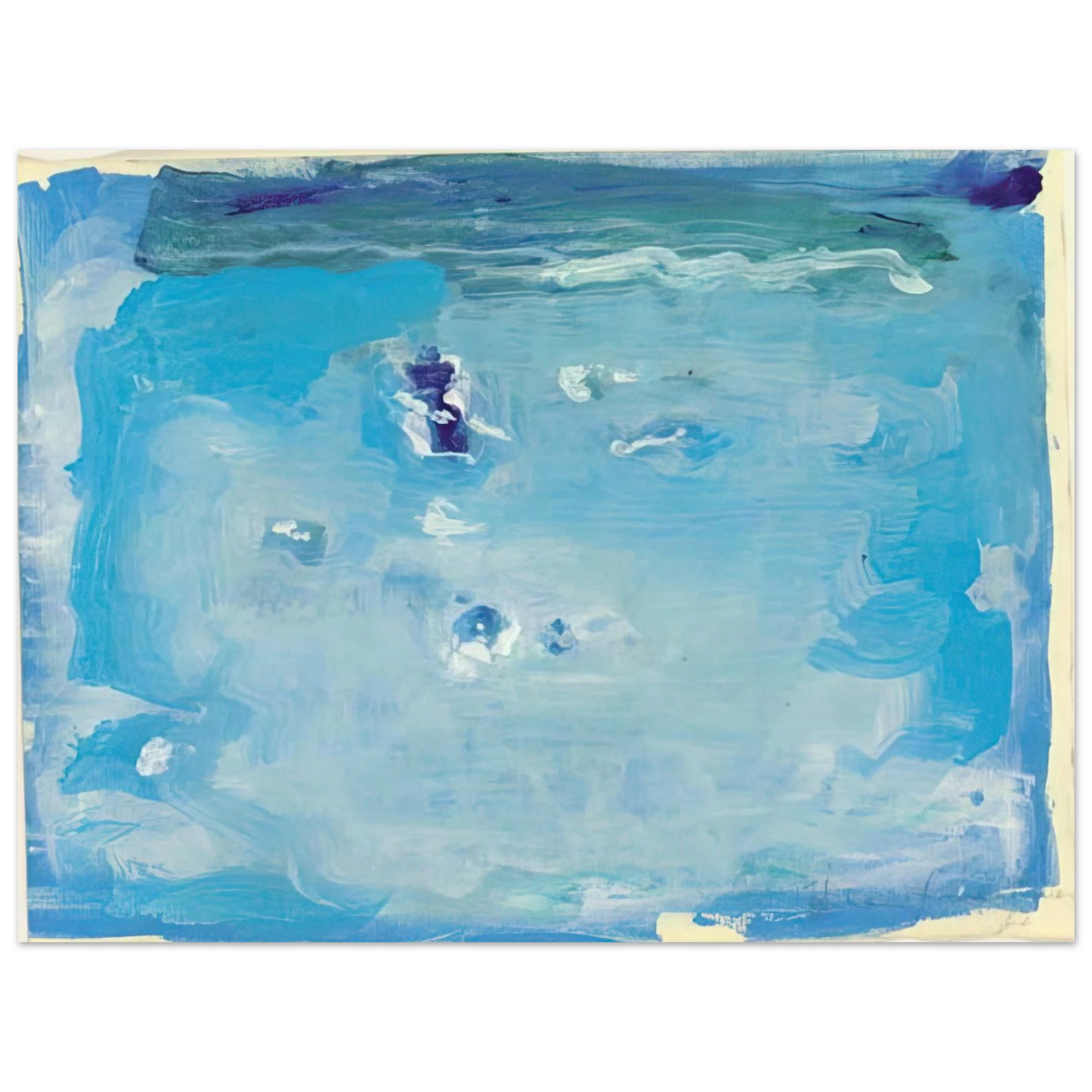 Helen Frankenthaler - Untitled - Color Field Painting, Lyrical Abstraction Wall art - 13x18 cm / 5x7 inches - Premium Wooden Framed Poster With Fine Art Paper-canvas - Wood frame