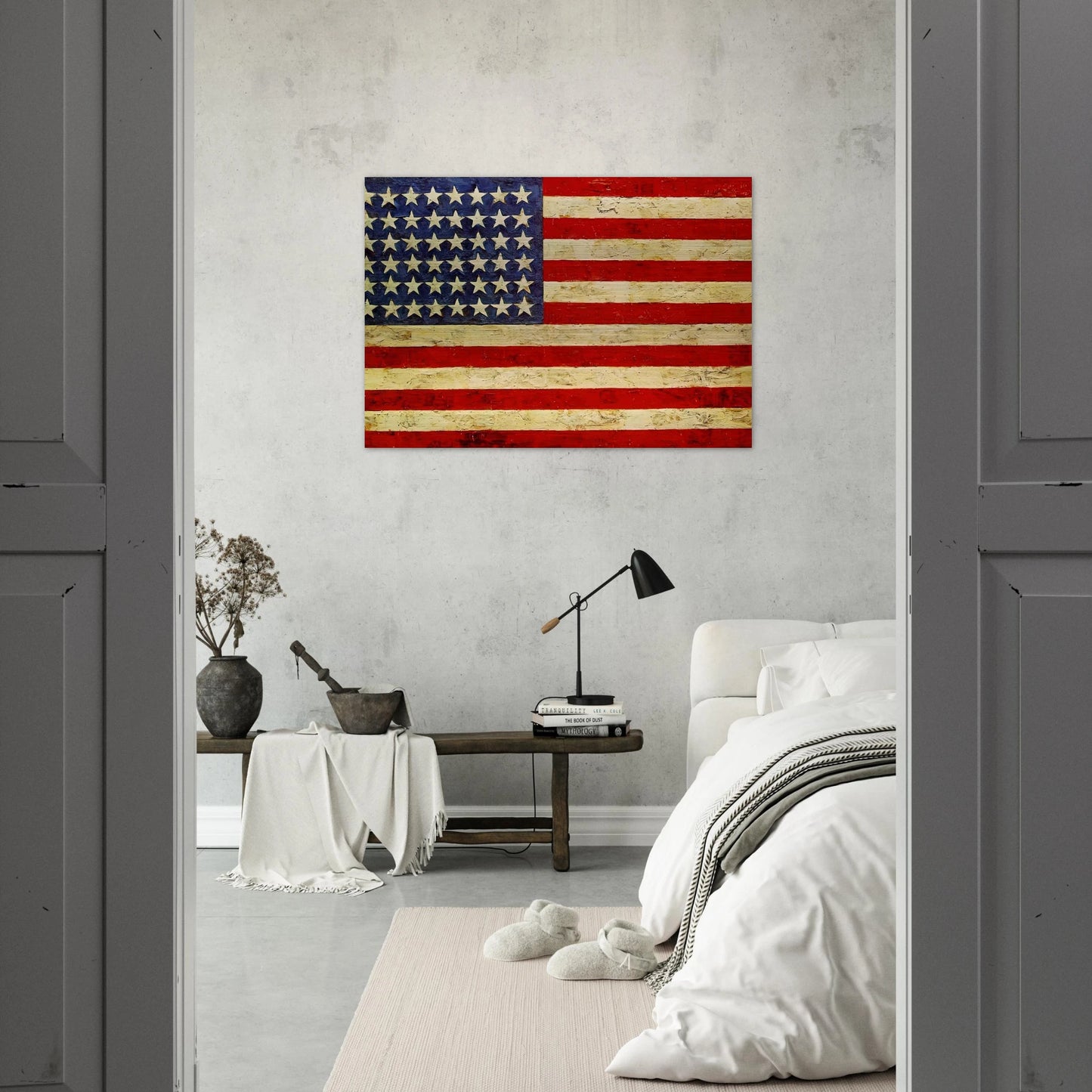 FLAG - Jasper Johns Brushed Aluminum Print - 70x100 cm / 28x40 inches | Jasper Johns Aluminum Print | Jasper Johns Prints