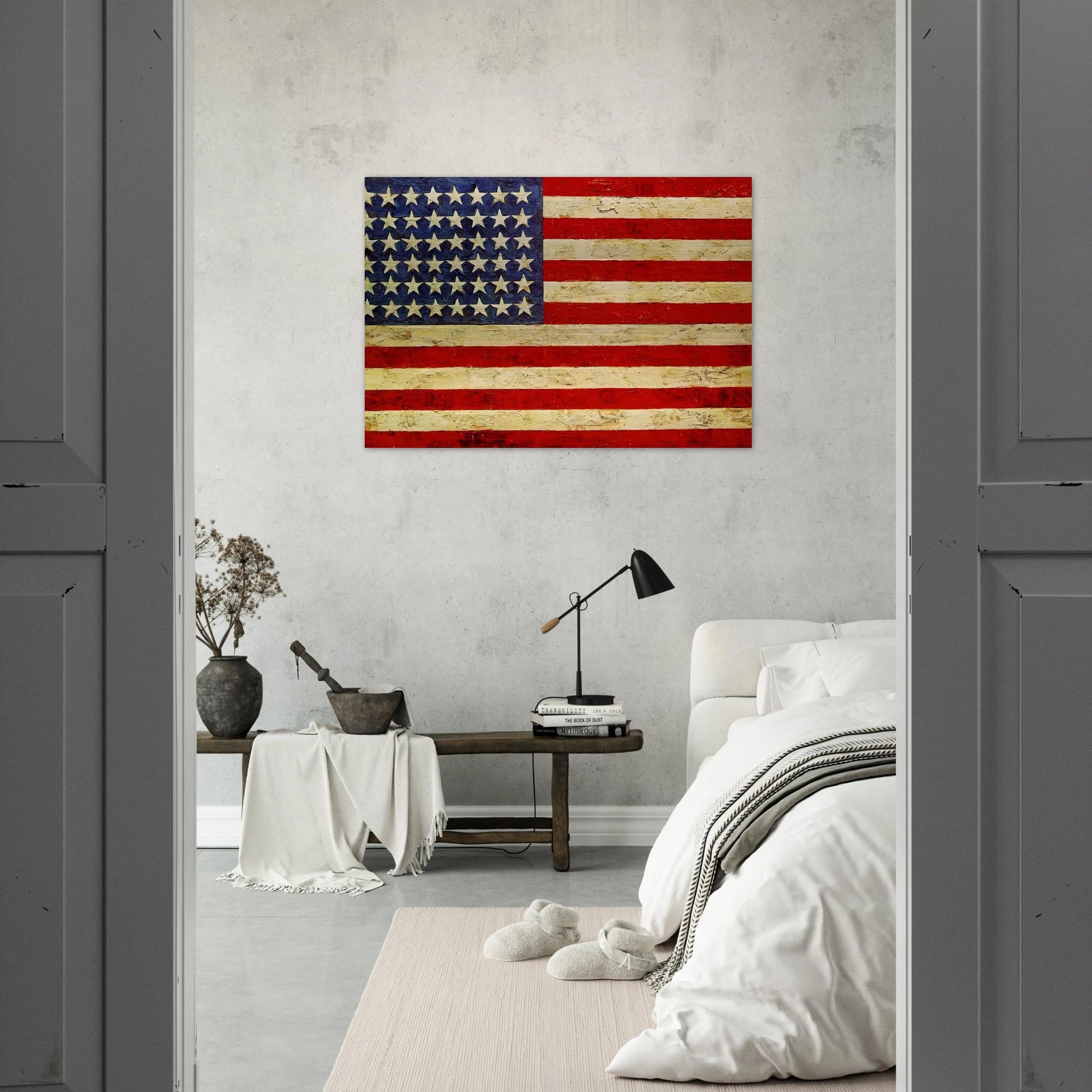 FLAG - Jasper Johns Brushed Aluminum Print - 70x100 cm / 28x40 inches | Jasper Johns Aluminum Print | Jasper Johns Prints