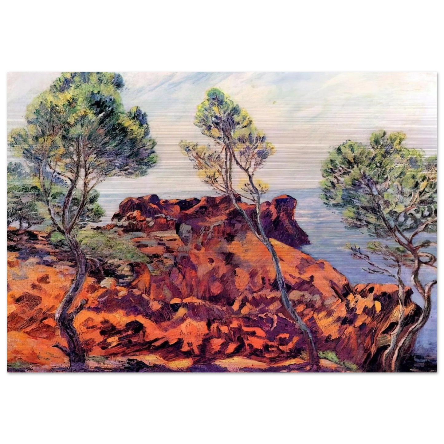 Agay, les Roches Rouges - 1901 - Armand Guillaumin Brushed Aluminum Print - 70x100 cm / 28x40 inches | Armand Guillaumin Aluminum Print | Armand Guillaumin Prints