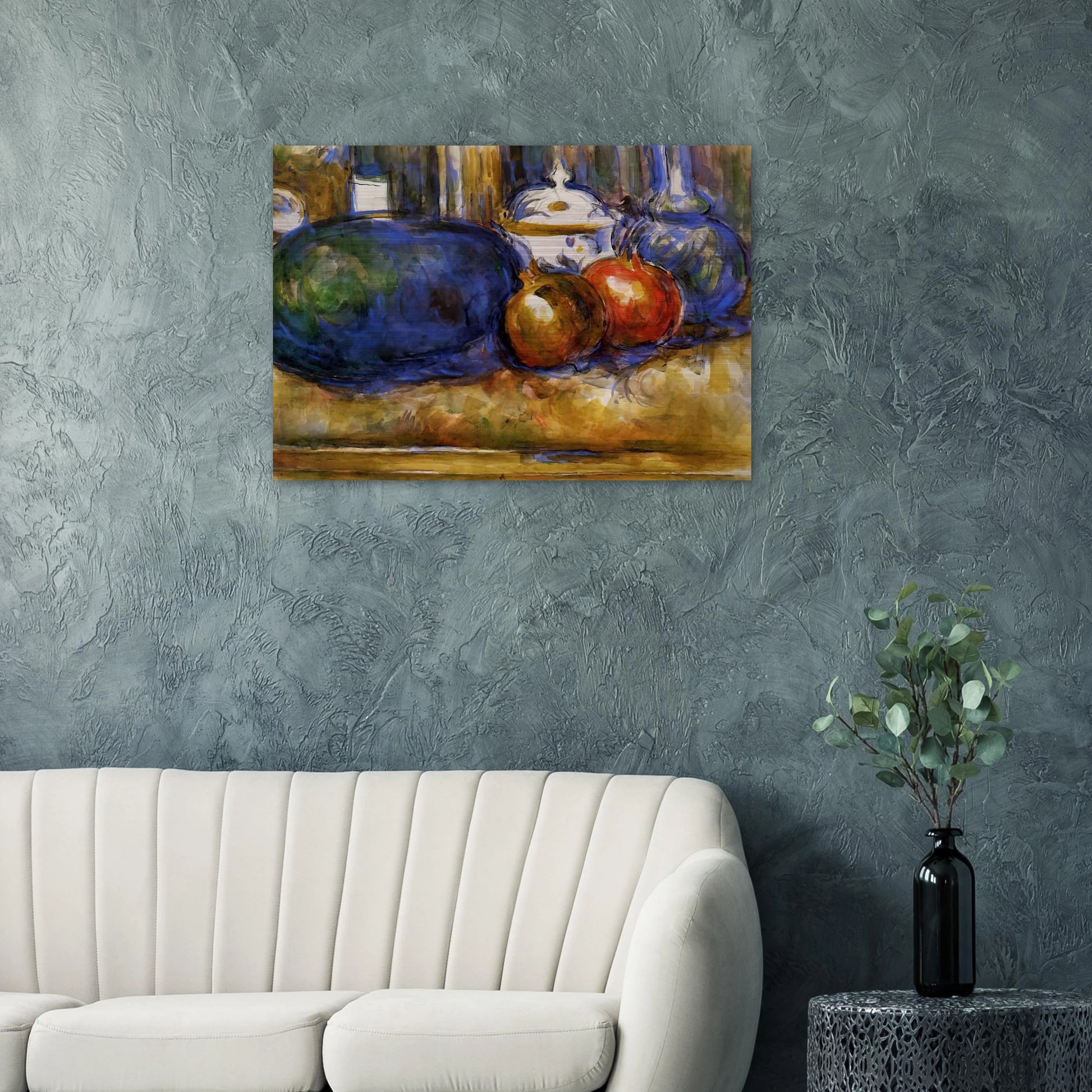 Still Life with Watermelon and Pemegranates - Paul Cézanne Brushed Aluminum Print - 70x100 cm / 28x40 inches | Paul Cézanne Aluminum Print | Paul Cézanne Prints