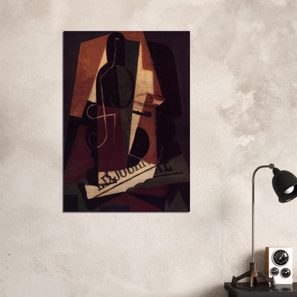 BOTTLE AND GLASS - Juan Gris Brushed Aluminum Print - 70x100 cm / 28x40 inches | Juan Gris Aluminum Print | Juan Gris Prints