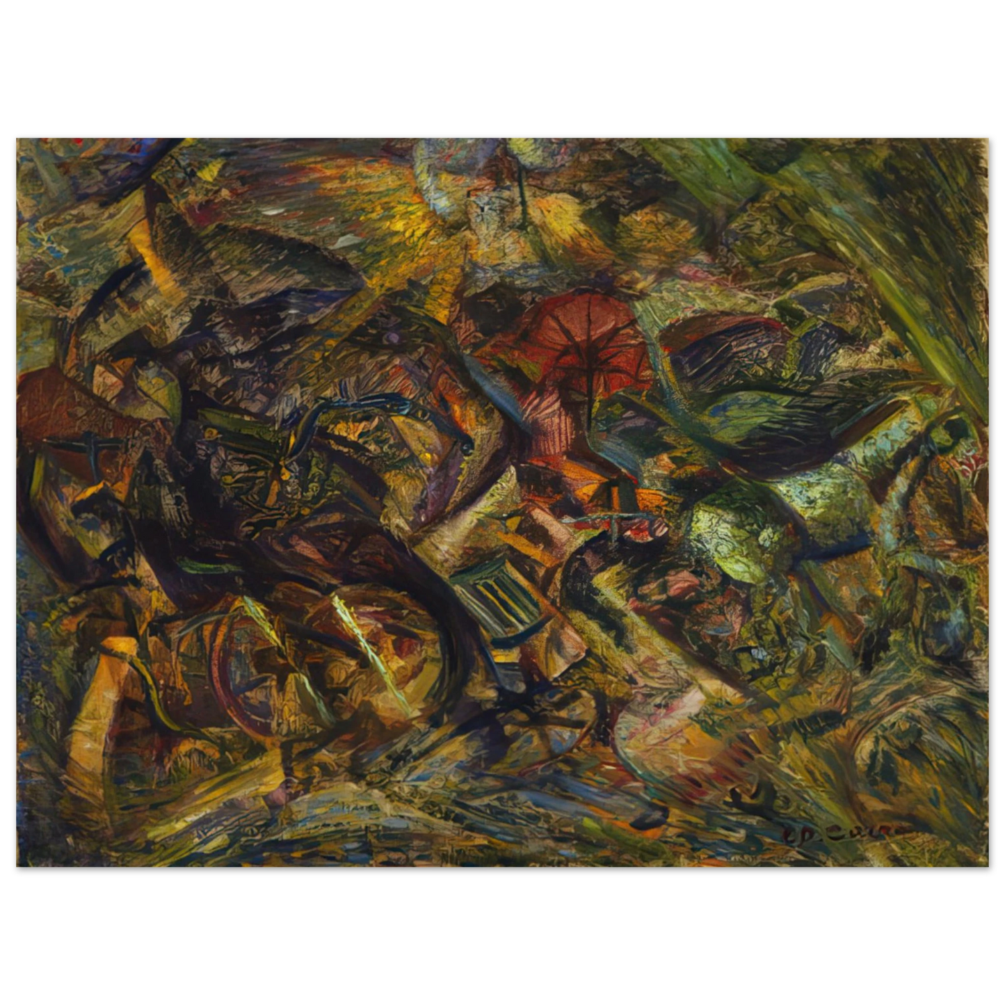 Carlo Carra - JOLTS OF A CAB 1911  75x100 cm / 30x40inches Fine Art Poster