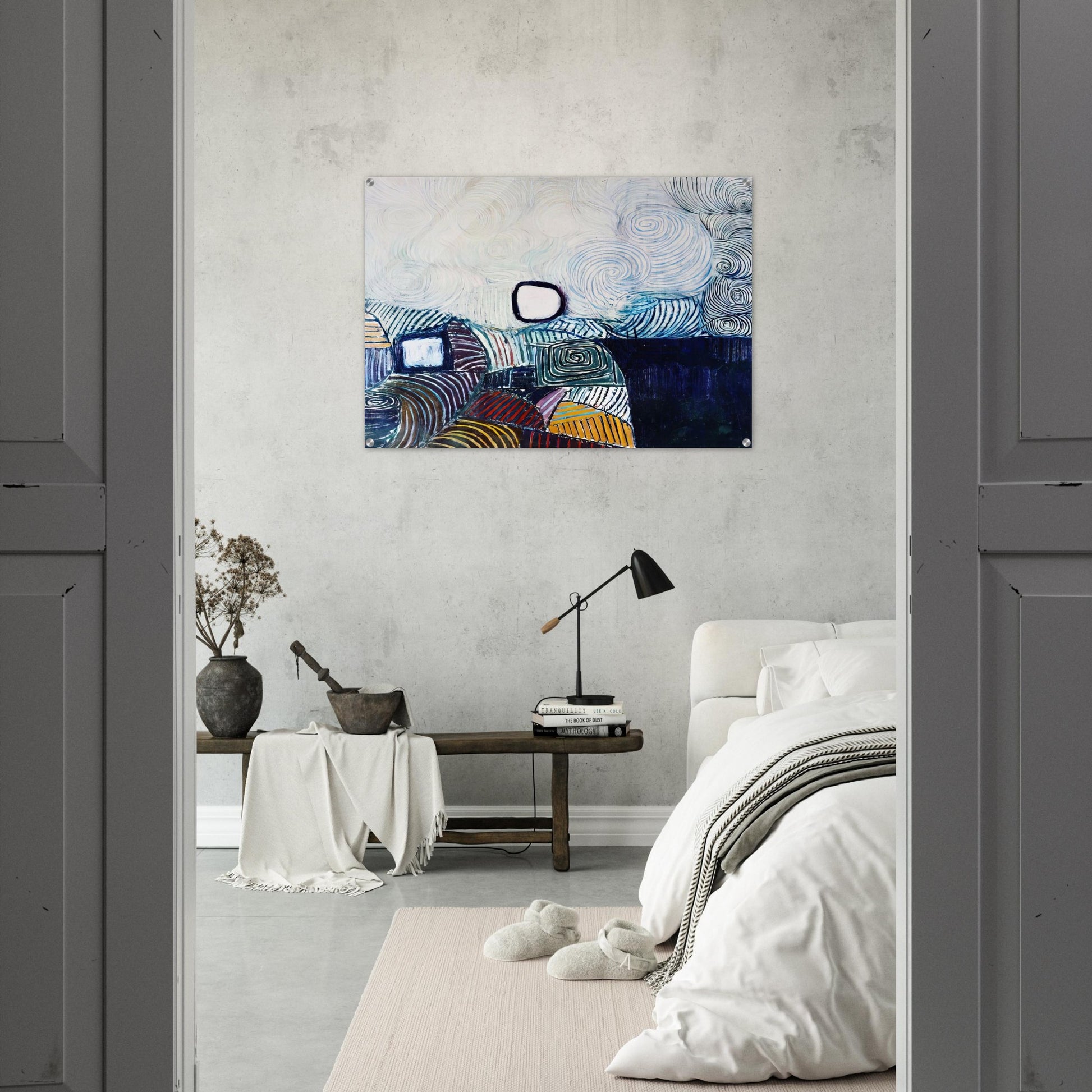 SPIRAL DEVELOPMENT IN GREEN VIOLET BLUE GOLD 1951 - Victor Pasmore Acrylic Print - 70x100 cm / 28x40″ inches