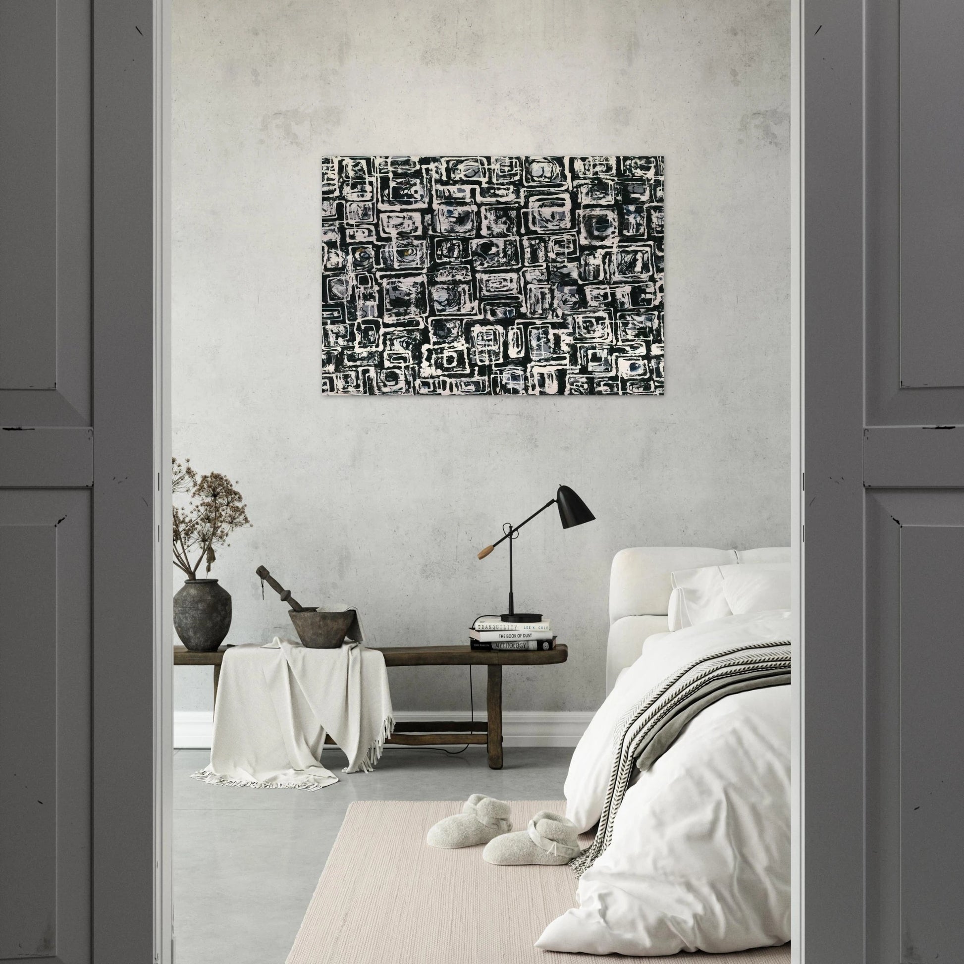 White Squares - Lee Krasner Brushed Aluminum Print - 70x100 cm / 28x40 inches | Lee Krasner Aluminum Print | Lee Krasner Prints