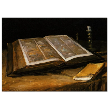 Still Life with Bible - Vincent van Gogh Brushed Aluminum Print - 70x100 cm / 28x40 inches | Vincent van Gogh Aluminum Print | Vincent van Gogh Prints