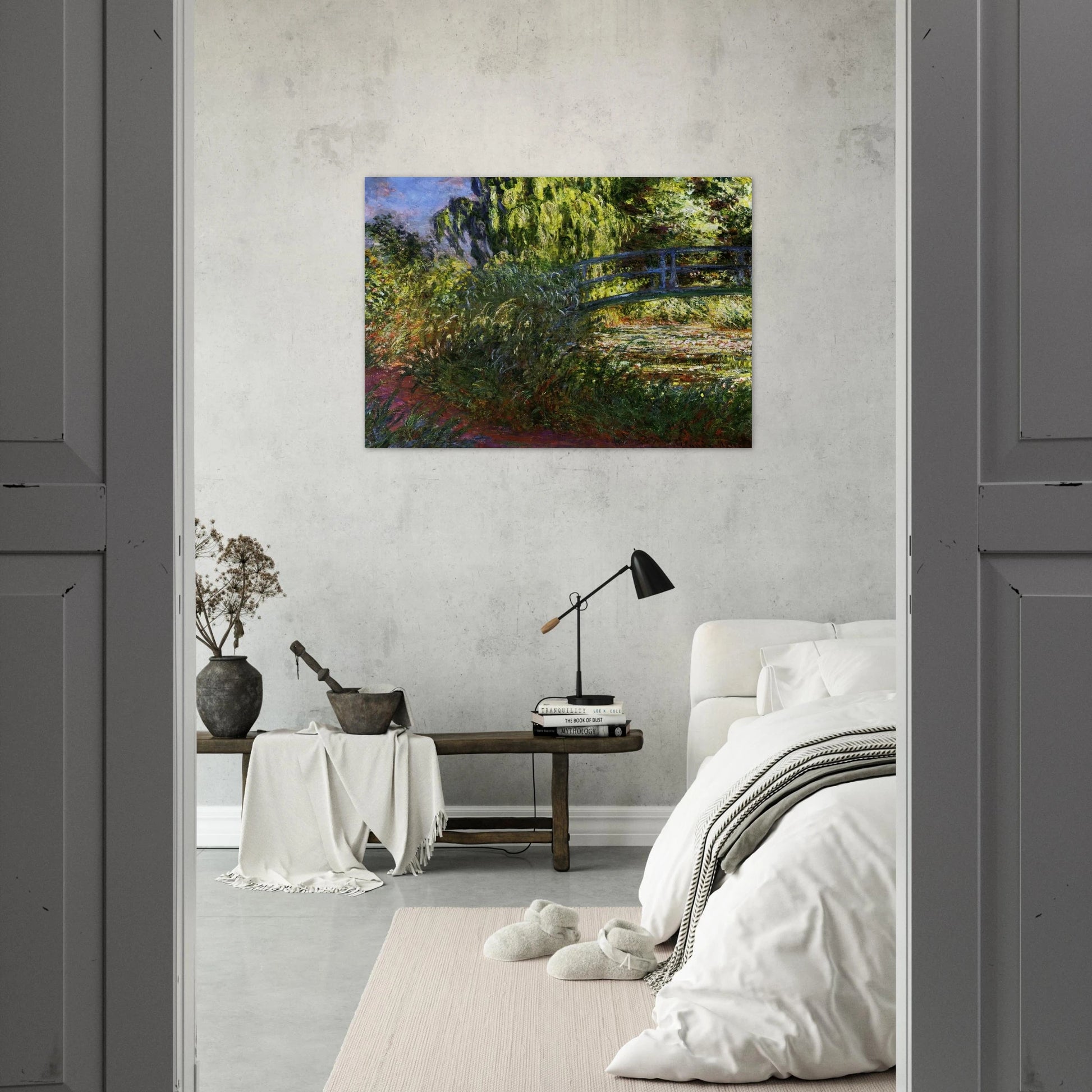 The Japanese Bridge The Water-Lily Pond and Path by the Water - claude monet Brushed Aluminum Print - 70x100 cm / 28x40 inches | claude monet Aluminum Print | claude monet Prints