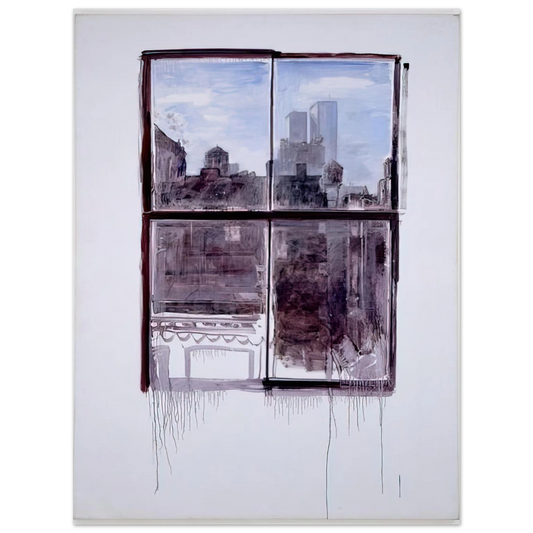 Paul Thek - Untitled cityscape with twin towers - 1972  75x100 cm / 30x40inches Fine Art Poster
