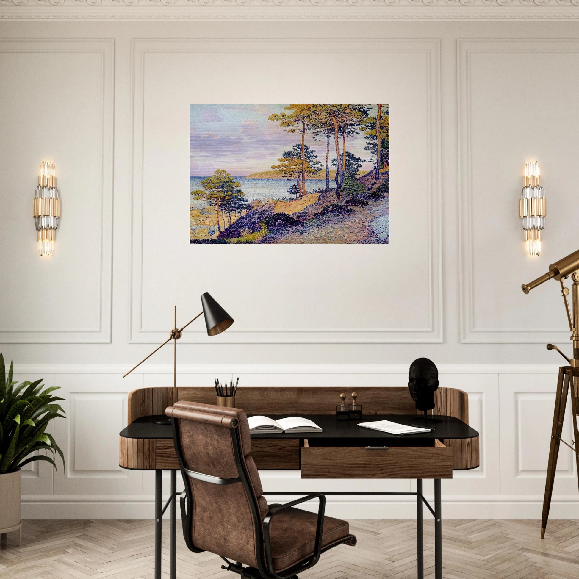 THE POINTE ST PIERRE AT ST TROPEZ 1896 - Theo van Rysselberghe Brushed Aluminum Print - 70x100 cm / 28x40 inches | Theo van Rysselberghe Aluminum Print | Theo van Rysselberghe Prints