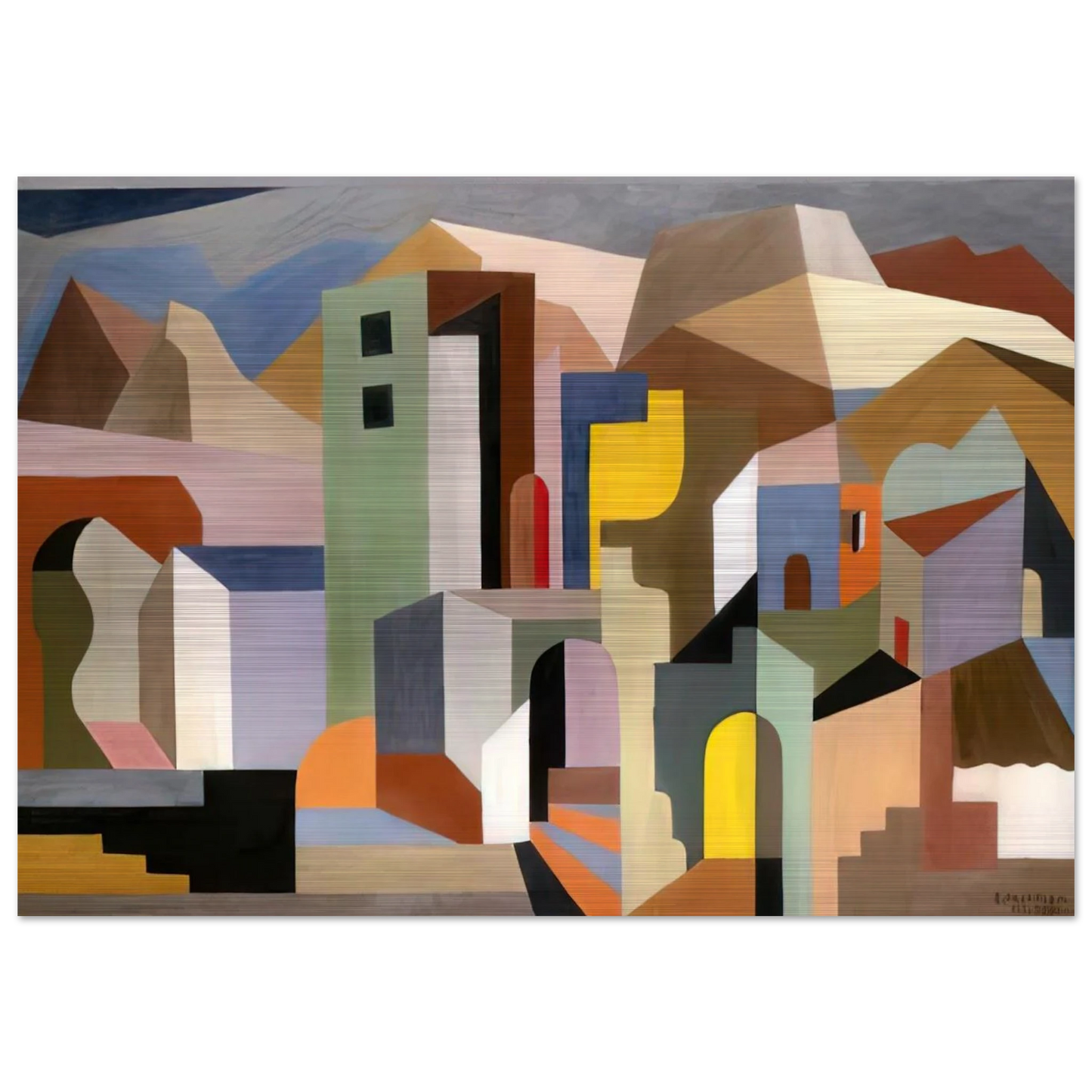ARCHITECTURAL FORM OF FUTURE IDEAL LANDSCAPE 1921 - Enrico Prampolini Brushed Aluminum Print - 70x100 cm / 28x40 inches | Enrico Prampolini Aluminum Print | Enrico Prampolini Prints