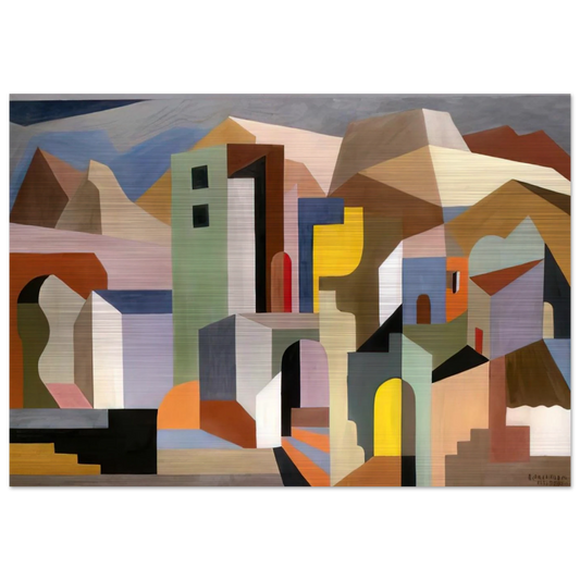 ARCHITECTURAL FORM OF FUTURE IDEAL LANDSCAPE 1921 - Enrico Prampolini Brushed Aluminum Print - 70x100 cm / 28x40 inches | Enrico Prampolini Aluminum Print | Enrico Prampolini Prints