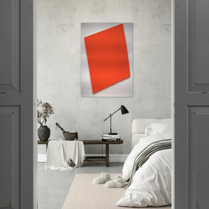 Red-Orange Panel with Curve - Ellsworth Kelly Brushed Aluminum Print - 70x100 cm / 28x40 inches | Ellsworth Kelly Aluminum Print | Ellsworth Kelly Prints