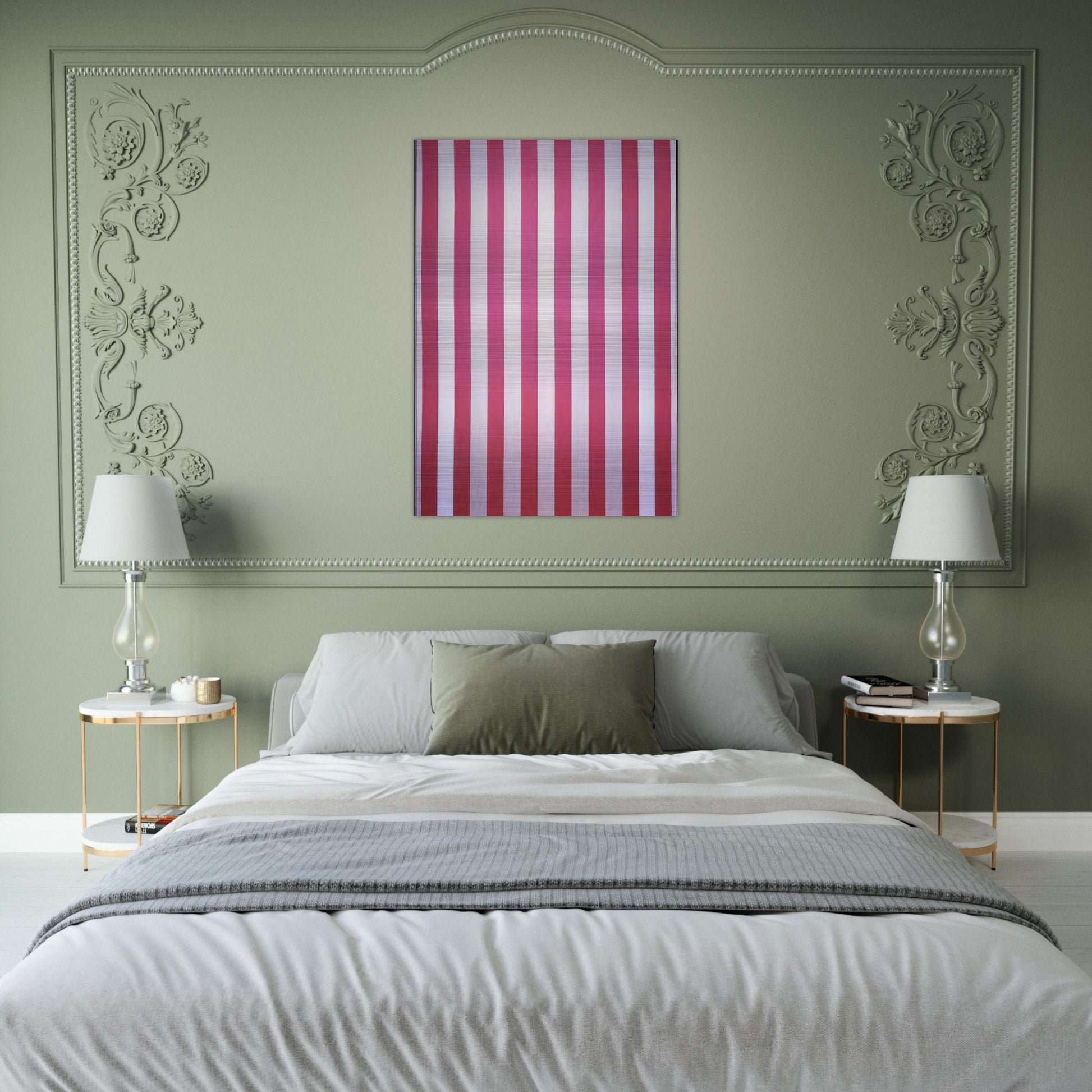 Peinture acrylique blanche sur tissu rayé blanc et rouge - 1970 - Daniel Buren Brushed Aluminum Print - 70x100 cm / 28x40 inches | Daniel Buren Aluminum Print | Daniel Buren Prints