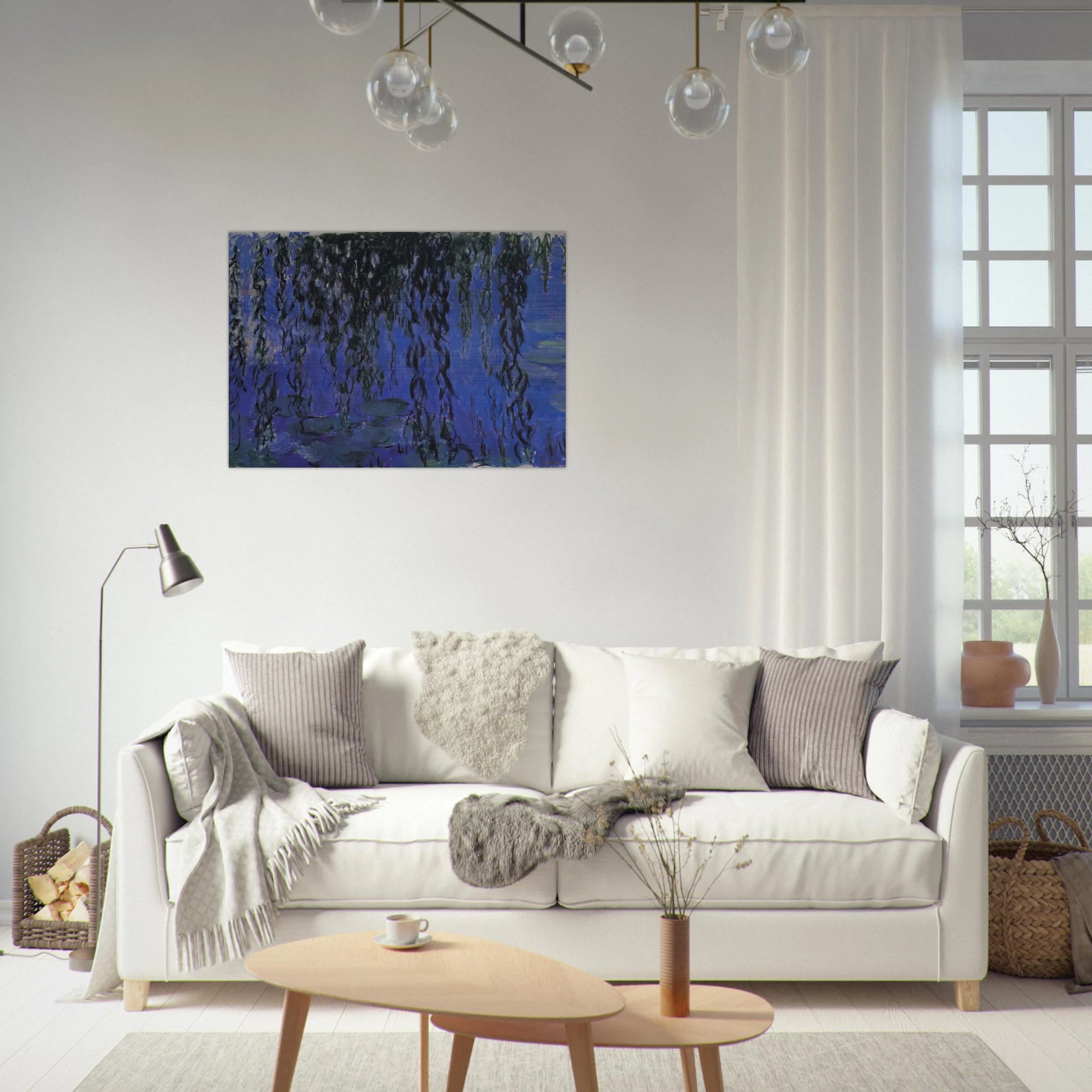 Water Lilies and Weeping Willow Branches - claude monet Brushed Aluminum Print - 70x100 cm / 28x40 inches | claude monet Aluminum Print | claude monet Prints