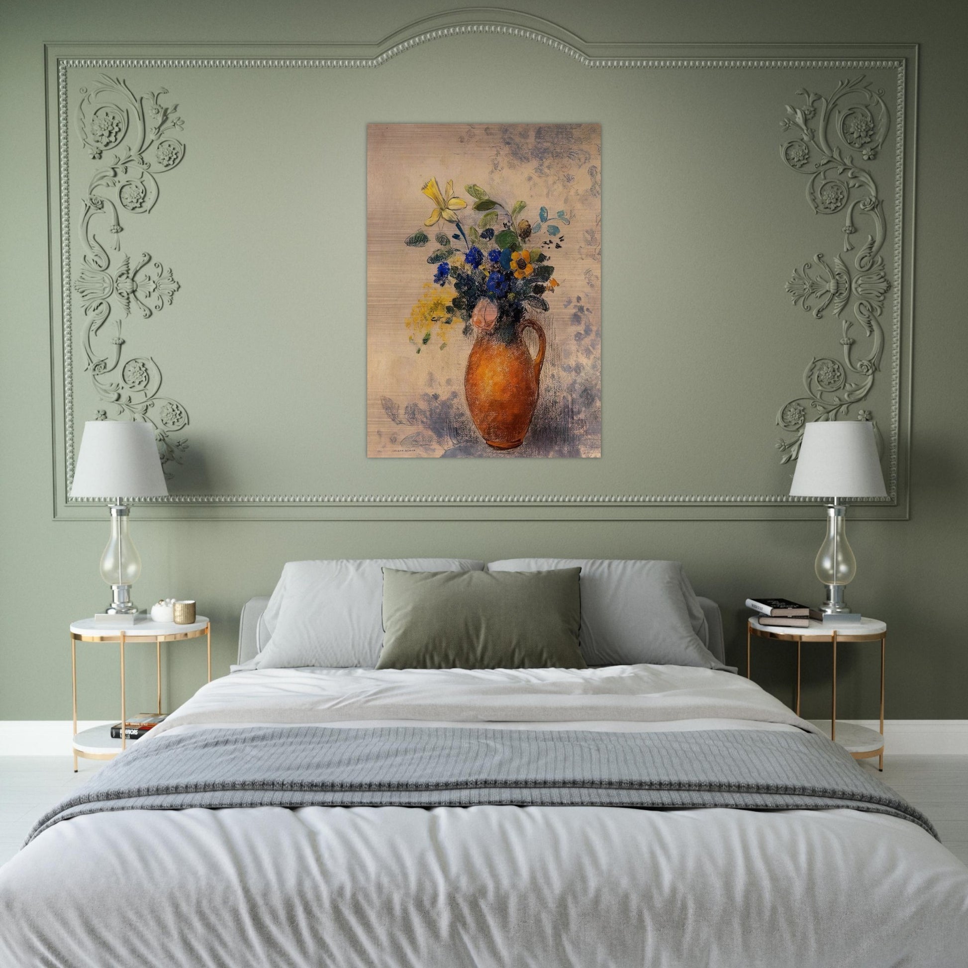 VASE OF FLOWERS 1908 - Odilon Redon Brushed Aluminum Print - 70x100 cm / 28x40 inches | Odilon Redon Aluminum Print | Odilon Redon Prints