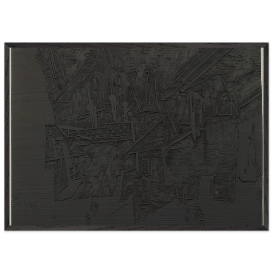 WOODBLOCK FOR THE HARBOR HAFEN 1918 - Lyonel Feininger 70x100 cm / 28x40 inches Framed Art Print – Black Wooden Frame