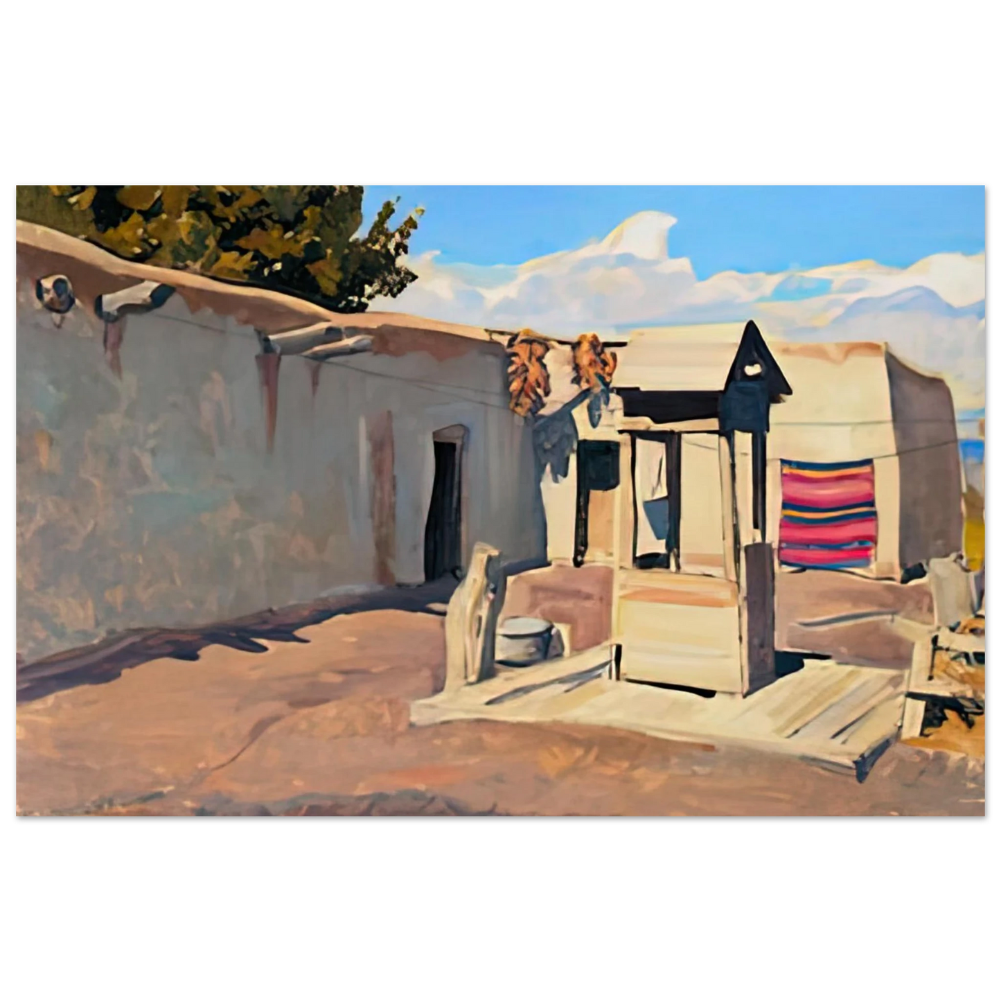 Maynard Dixon - OLD PATIO 1931 Wall art - 27x35 cm / 11x14 inches - Premium Wooden Framed Poster With Fine Art Paper-canvas - Black frame