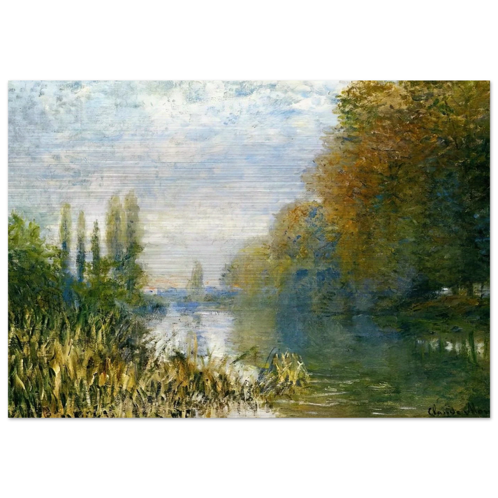 The Banks of The Seine in Autumn - claude monet Brushed Aluminum Print - 70x100 cm / 28x40 inches | claude monet Aluminum Print | claude monet Prints