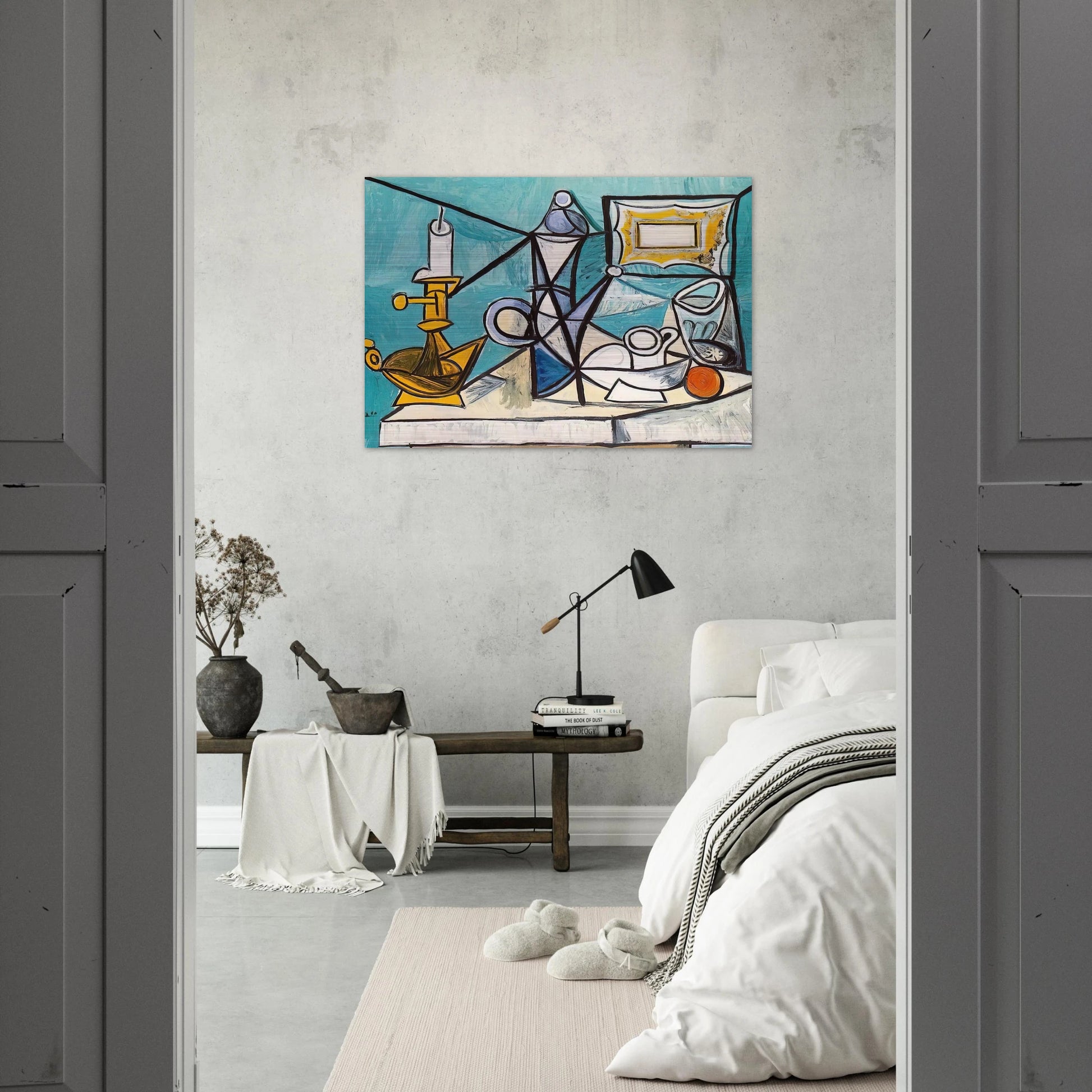 Still life with lamp - 1944 - Pablo Picasso Brushed Aluminum Print - 70x100 cm / 28x40 inches | Pablo Picasso Aluminum Print | Pablo Picasso Prints